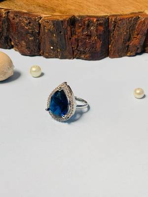 Sophisticated drop shape silver plated ring 5