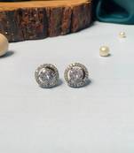 White silver plated stud earring