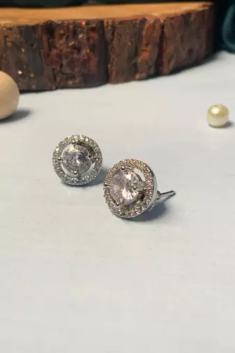 White silver plated stud earring