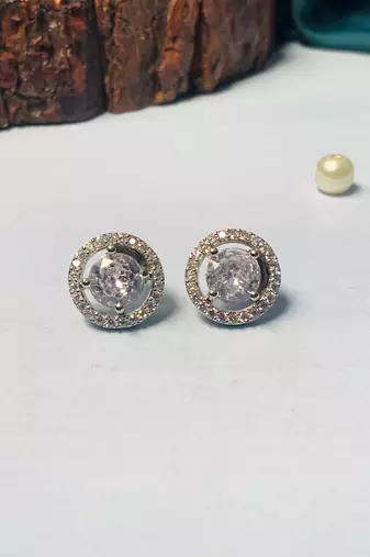 White silver plated stud earring