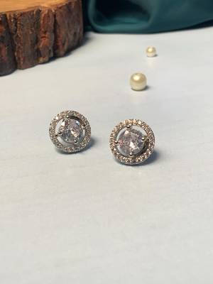 White silver plated stud earring 5