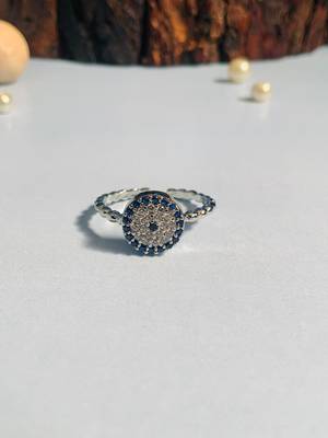 Unique silver plated evil eye ring 1