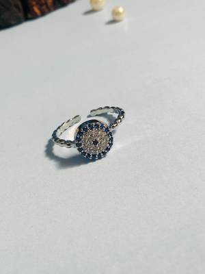 Unique silver plated evil eye ring 2