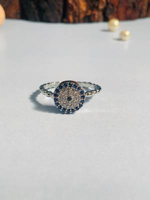 Unique silver plated evil eye ring 4