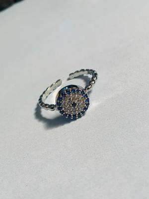 Unique silver plated evil eye ring 5
