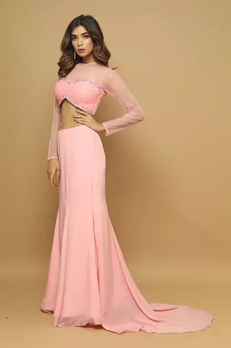 Pink two peice indo skirt set