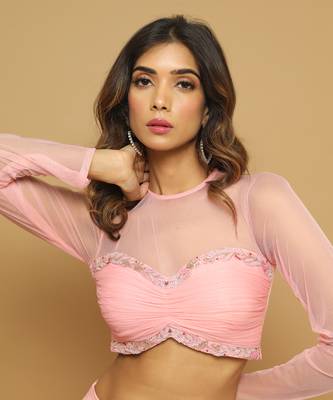 Pink two peice indo skirt set 3