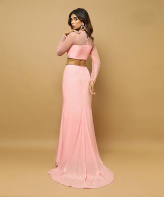 Pink two peice indo skirt set 5