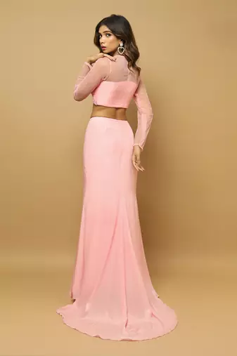 Pink two peice indo skirt set