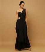 Black two piece indo saree set