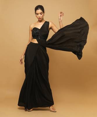 Black two piece indo saree set 2