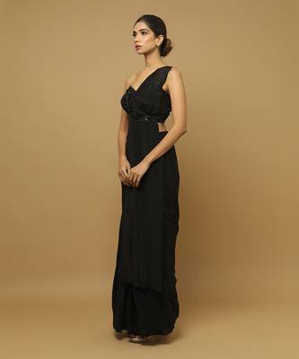 Black two piece indo saree set 3