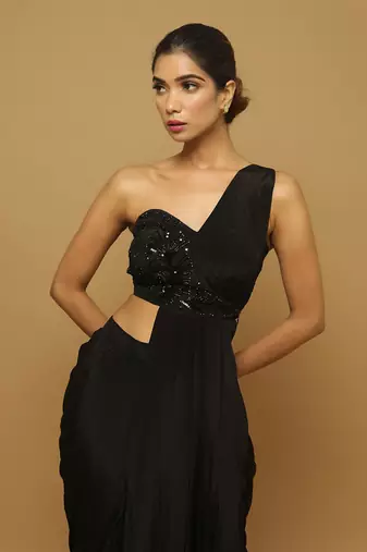 Black two piece indo saree set