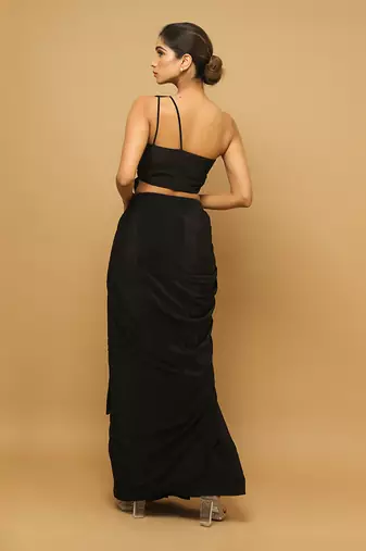 Black two piece indo saree set