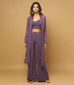 Purple indo western jacket set