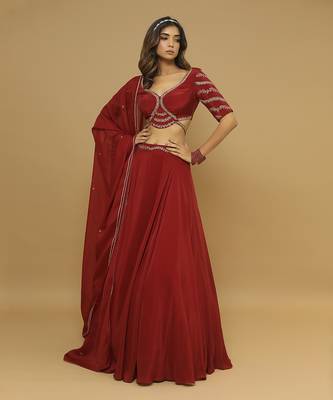 Maroon lehenga set 1