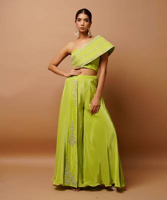 Bright green indo western co ord set 1