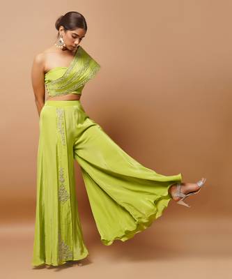 Bright green indo western co ord set 2