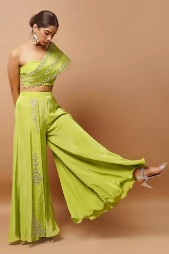 Bright green indo western co ord set