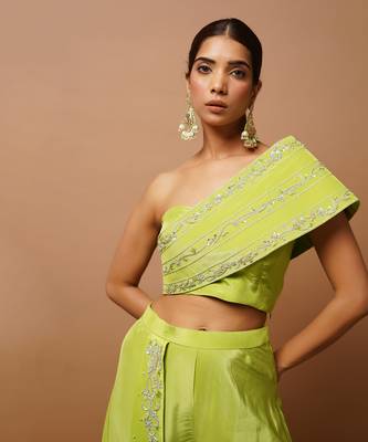 Bright green indo western co ord set 3