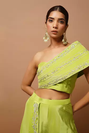 Bright green indo western co ord set