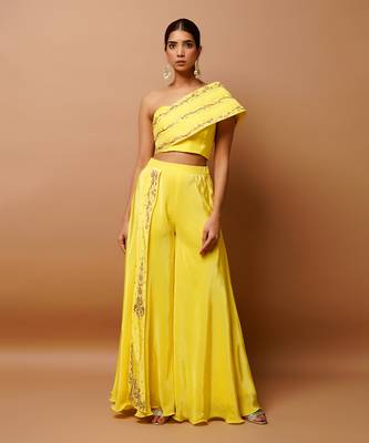 Bright yellow indo western co ord set 1