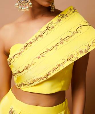 Bright yellow indo western co ord set 3