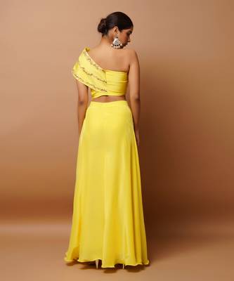 Bright yellow indo western co ord set 5