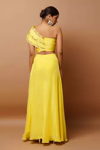 Bright yellow indo western co ord set
