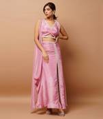 Pink shimmer draped skirt set