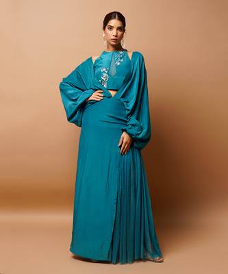Teal indo skirt set 1