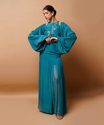Teal indo skirt set 2