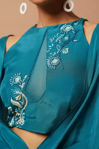 Teal indo skirt set