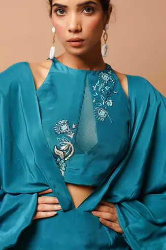 Teal indo skirt set