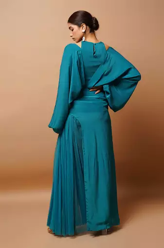 Teal indo skirt set