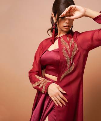 Wine indo skirt set 3