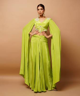Bright green indo skirt set 1