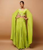 Bright green indo skirt set