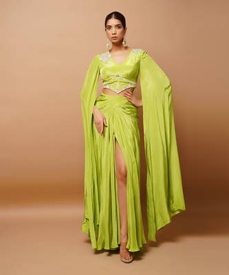 Bright green indo skirt set 2