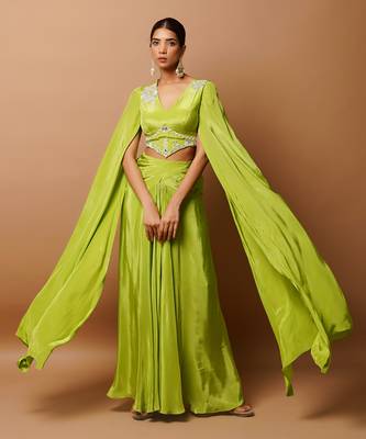 Bright green indo skirt set 3
