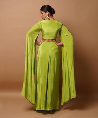 Bright green indo skirt set 5