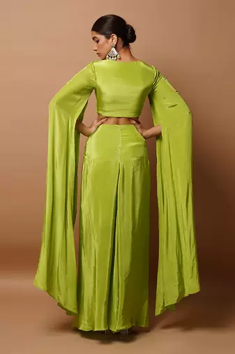 Bright green indo skirt set