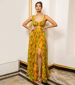 Yellow ginger flower long indo dress