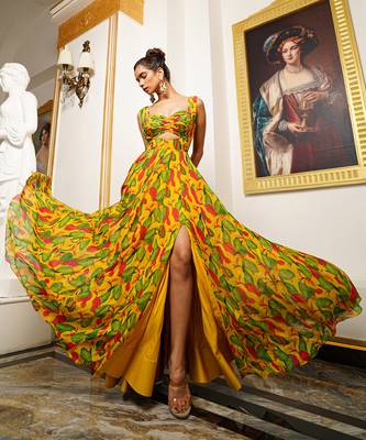 Yellow ginger flower long indo dress 2