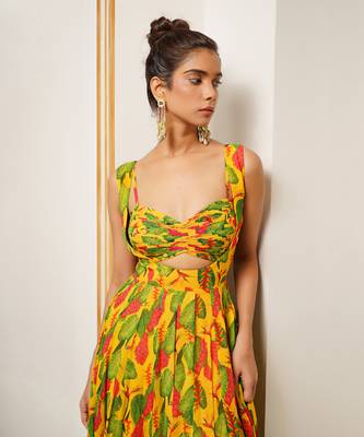 Yellow ginger flower long indo dress 4