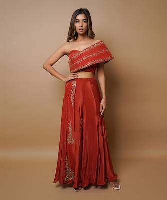 Brick red indo western set 1