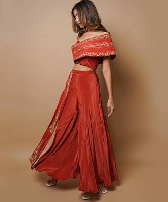 Brick red indo western set 2