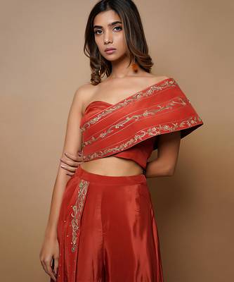 Brick red indo western set 3