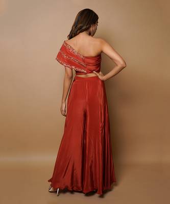 Brick red indo western set 4