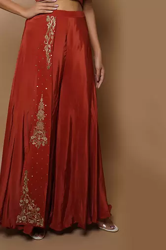 Brick red indo western set